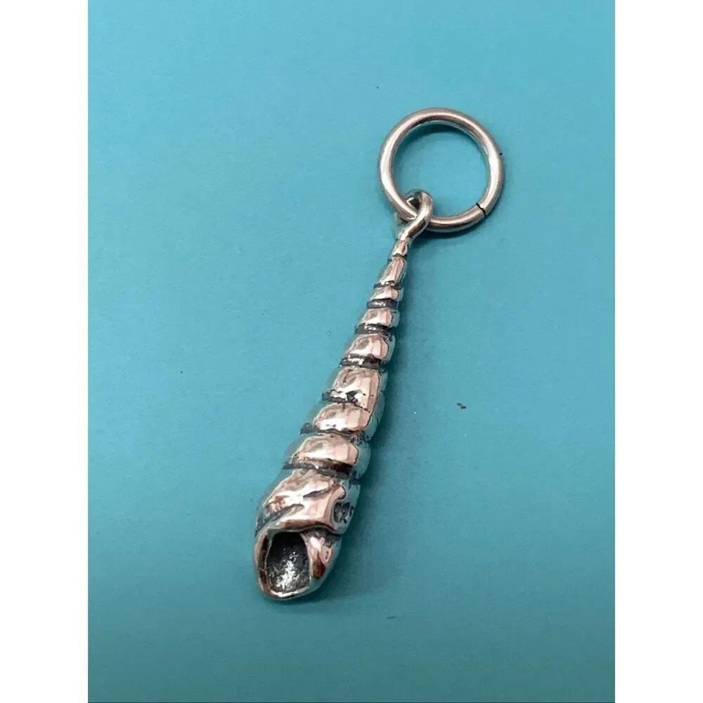 .925 Sea Shell Spindle Sterling Silver Jewelry Charm #beach